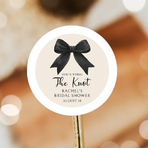 Redonda Pegatina de despedida de soltera con lazo negro co