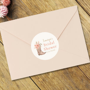 Redonda Pegatina de Despedida de Soltera Vaquera Floral Ro