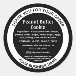 Redonda Pegatina de detalles de contacto de ingrediente al