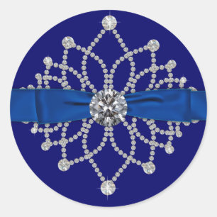 Redonda Pegatina de Diamantes Azul Real Elegante