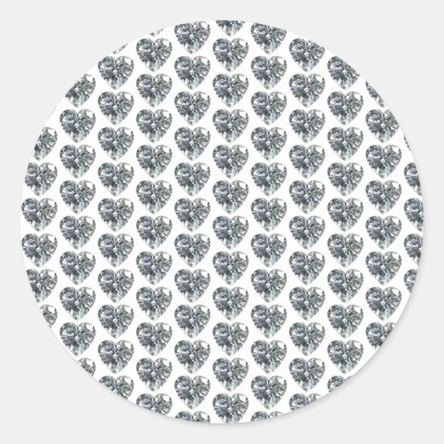 Redonda Pegatina de Diamantes del Corazón (Anverso)