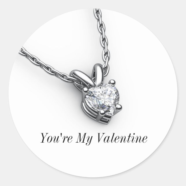 Redonda Pegatina de Diamond Heart Pendant (Anverso)