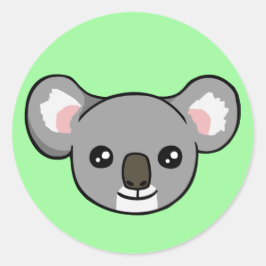 Redonda Pegatina de dibujo de Cul Happy Gray Koala Face