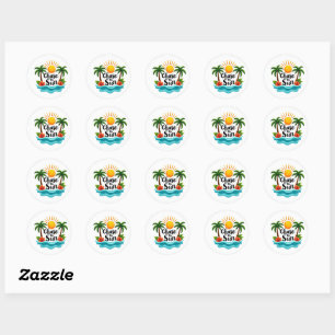 Redonda Pegatina de dibujos animados Tropical Chase the Su