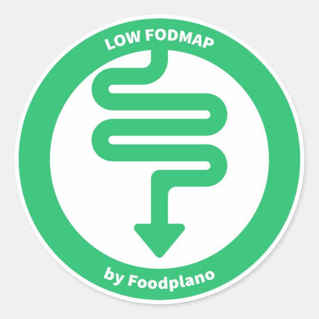 Redonda Pegatina de dieta FODMAP baja para alimentos FODMA (Anverso)