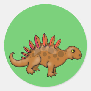 Redonda Pegatina de Dinosaurio Adorable para Niños