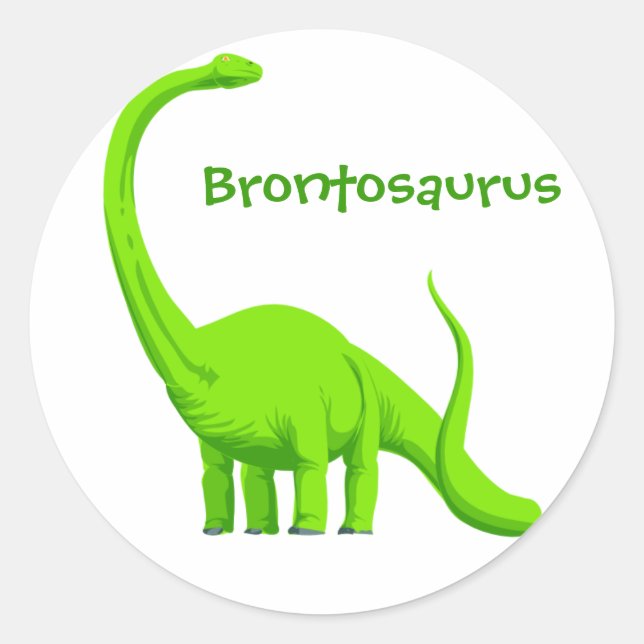 Redonda Pegatina de dinosaurios de Brontosauro (Anverso)
