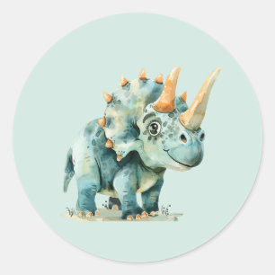 Redonda Pegatina de dinosaurios para la fiesta de cumpleañ
