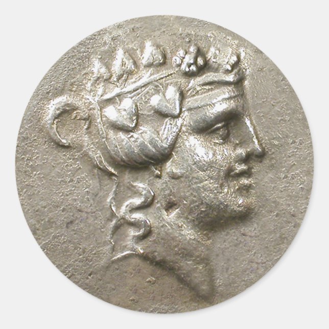 Redonda Pegatina de Dionysus Tetradrachm (Anverso)