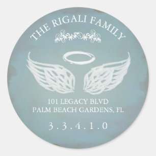 Redonda Pegatina de dirección de devolución de ala de ángu