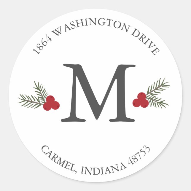 Redonda Pegatina de dirección de devolución de feriado en  (Anverso)