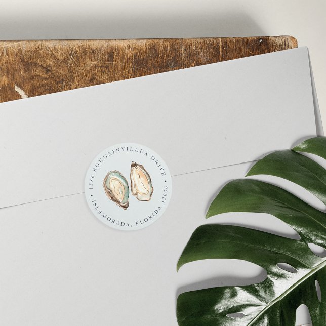 Redonda Pegatina de dirección de devolución de ostión de c (Subido por el creador)