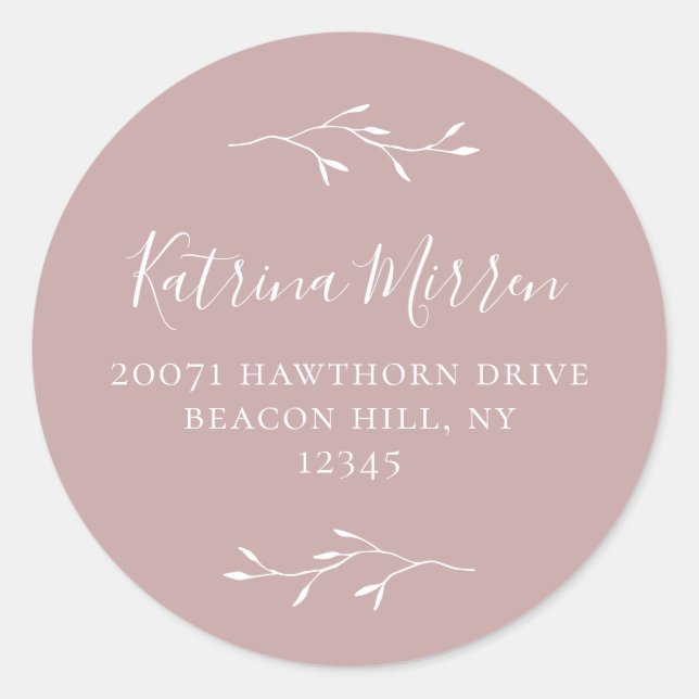 Redonda Pegatina de dirección de devolución de Rosa de bif (Anverso)