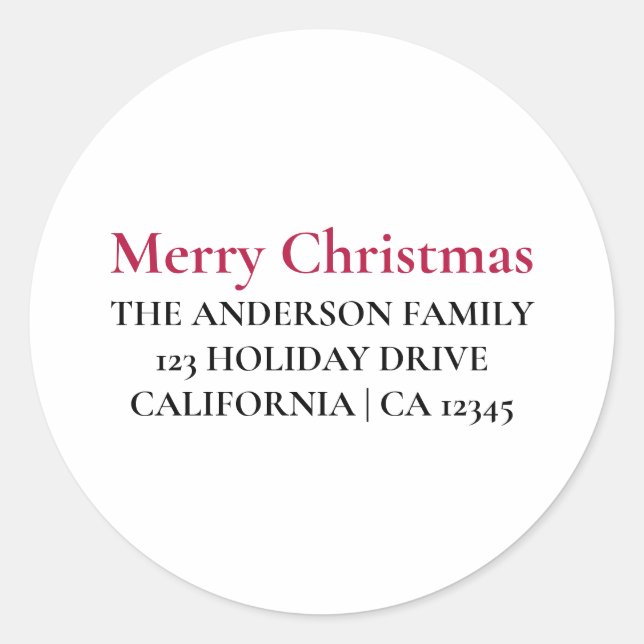 Redonda Pegatina de dirección de devolución navideña perso (Anverso)