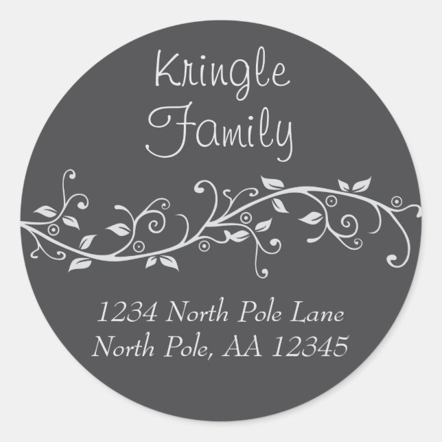 Redonda Pegatina de dirección de nombre floreciente platea (Anverso)