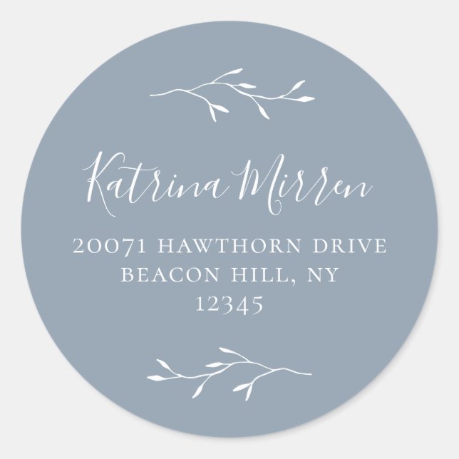 Redonda Pegatina de dirección de retorno azul Dusty Dusty  (Anverso)