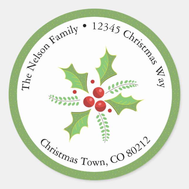 Redonda Pegatina de dirección de retorno circular de Holly (Anverso)
