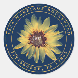 Redonda Pegatina de dirección de retorno de girasol ruso