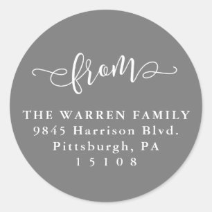 Redonda Pegatina de dirección de retorno de gris pizarra s