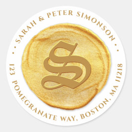 Redonda Pegatina de dirección de retorno de monograma