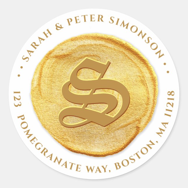 Redonda Pegatina de dirección de retorno de monograma (Anverso)