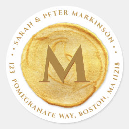 Redonda Pegatina de dirección de retorno de monograma