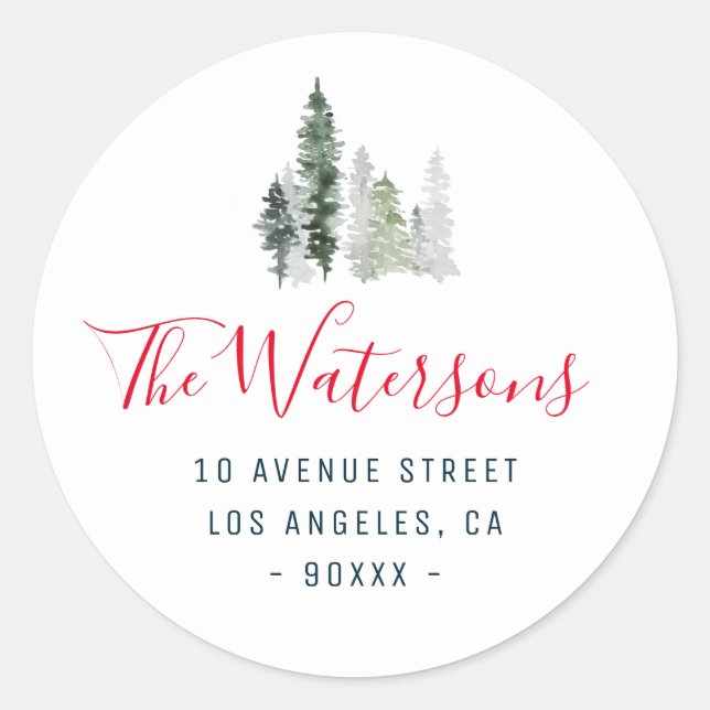 Redonda pegatina de dirección de retorno de vacaciones en  (Anverso)