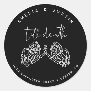 Redonda Pegatina de dirección de sobres de Boda gótico has