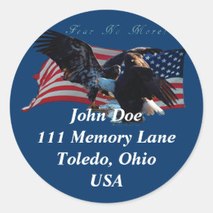 Redonda Pegatina de direcciones de águila calva/bandera es