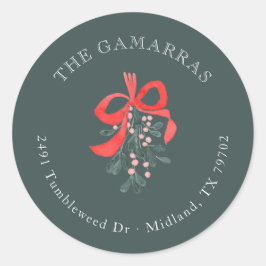 Redonda Pegatina de direcciones de devolución de Navidades