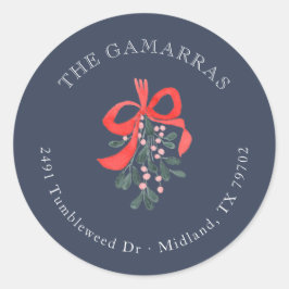 Redonda Pegatina de direcciones de devolución de Navidades