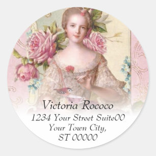Redonda Pegatina de direcciones Rosa Rococo