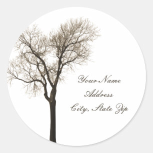 Redonda Pegatina de direcciones - Silhouette de árbol desn