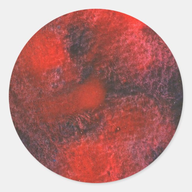 Redonda pegatina de diseño abstracto "Cosmos Red" (Anverso)