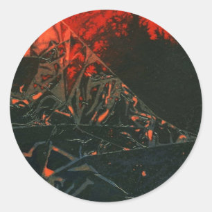 Redonda pegatina de diseño abstracto de "Swamp Fire #3"