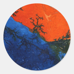 Redonda pegatina de diseño abstracto de "Swamp Fire #4"
