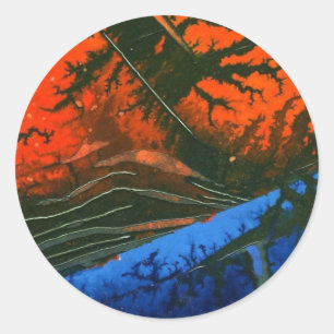 Redonda pegatina de diseño abstracto de "Swamp Fire #6"