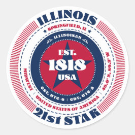 Redonda Pegatina de Diseño Círculo Patriótico de Illinois