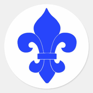 Redonda Pegatina de diseño de Blue Fleur de Lis