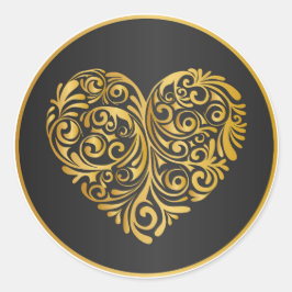 Redonda Pegatina de diseño de corazón dorado