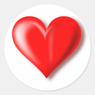 Redonda Pegatina de diseño de corazón rojo