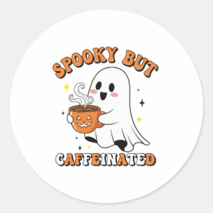 Redonda Pegatina De Diseño De Fantasma Cuta Y Cafeada