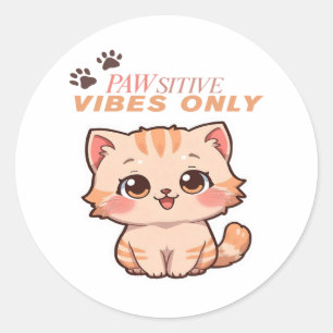 Redonda Pegatina de diseño de gatos kawaii