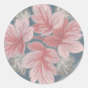 Redonda Pegatina de diseño de hojas rosadas de Victoria
