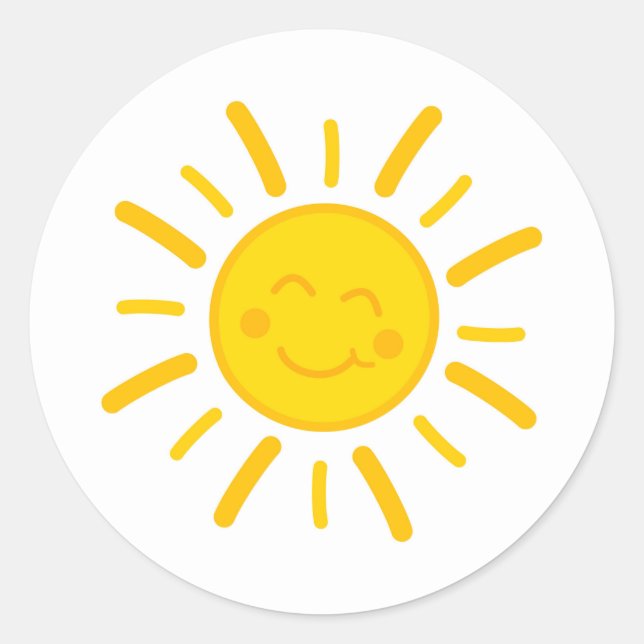 Redonda Pegatina de diseño de ilustracion solar sonriente (Anverso)