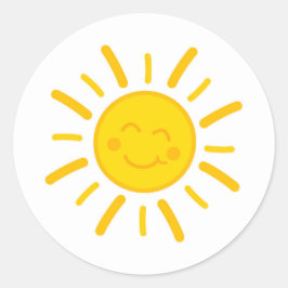 Redonda Pegatina de diseño de ilustracion solar sonriente