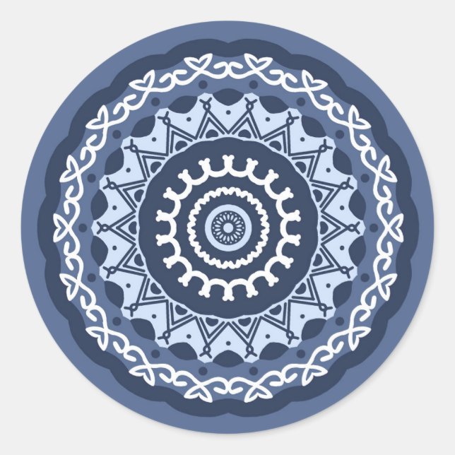 Redonda Pegatina de diseño de Mandala intrincada (Anverso)