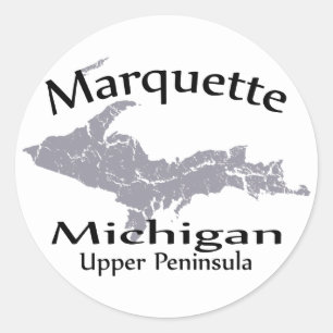 Redonda Pegatina de diseño de Mapa de Márqueta Michigan