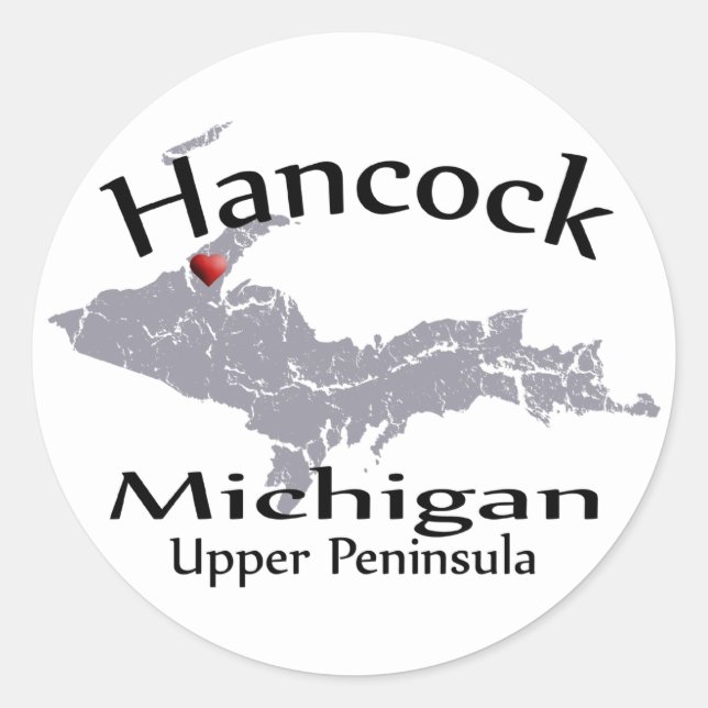 Redonda Pegatina de diseño de mapas cardíacos de Hancock M (Anverso)