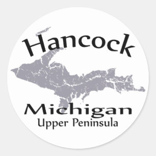Redonda Pegatina de diseño de mapas de Hancock Michigan